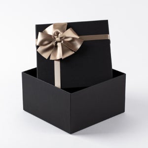 R1 고급 무지 싸바리 블랙상자 골드꽃리본 21X21X12 화과자박스