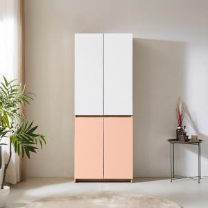 애니스 홈카페 수납장 냉장고형 키큰장 주방 틈새장 오크 도어 핑크 700mm, 5단, 핑크