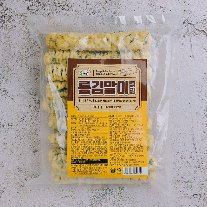 굿프렌즈 롱 김말이튀김 800g 식자재마트 냉동 업소용 분식 튀김 사이드메뉴 PC방음식