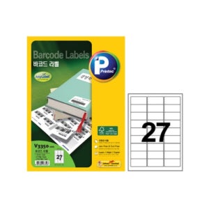 프린텍 전산라벨 V3350-100매 27L 바코드 62.7x30.1mm 권