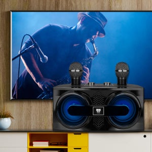 나비 충전식 블루투스 거실스피커 캠핑스피커 듀얼 무선 노래방마이크