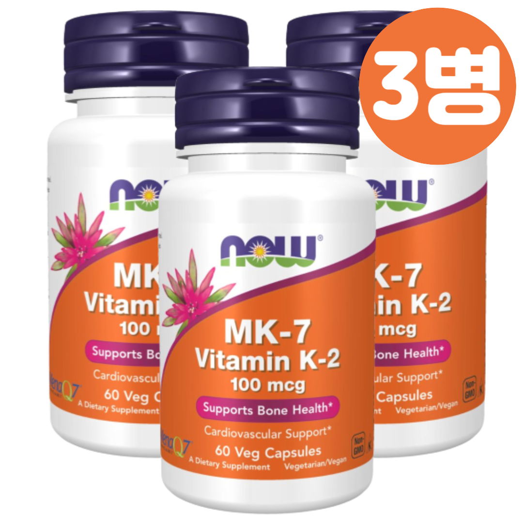 (3병) <b>나우푸드 비타민k</b>2 MK7 100mcg 60캡슐 나우 비타민K2mk7