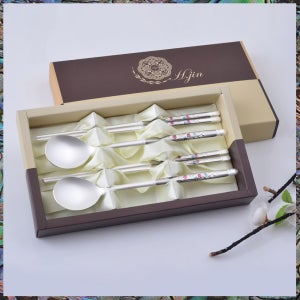 모던 단아매화 은수저세트 / 소규모돌잔치가족답례품 직원선물 연말단체선물 장례식답례품 조의