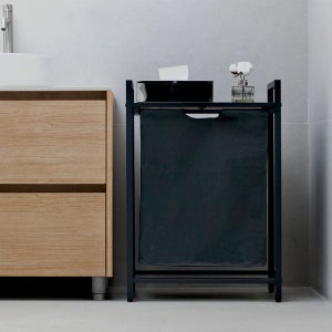 철제 빨래 바구니 세탁 햄퍼 빨래통 수거함 런드리백 세탁물 바스켓 슬림 대용량 선반 1단