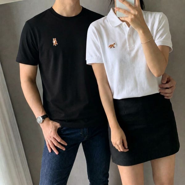메종키츠네 폭스헤드 카라티 폴로 반팔티 패치 레귤러 티셔츠