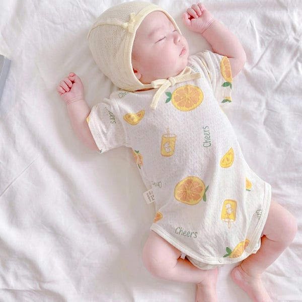 아기 신생아 여름 바디수트 메쉬 순면 아기옷 데일리 반팔 바디슈트 통기성 내복