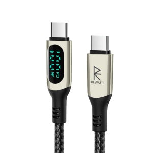 REWATT 디스플레이 5A 100W CtoC PD 초고속 충전 삼성 호환 케이블