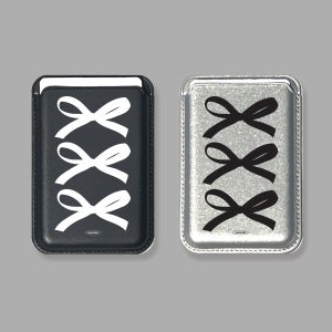 [맥세이프 카드지갑] 쓰리리본 커플 우정 디자인 아이폰 가죽 카드 지갑 맥세이프지갑 교통카드