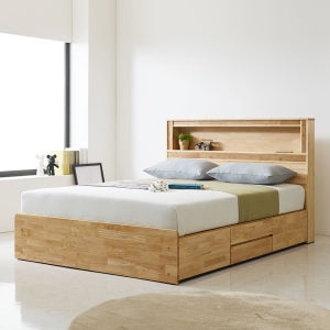 제제 4단 수납 원목 침대 프레임 Q
