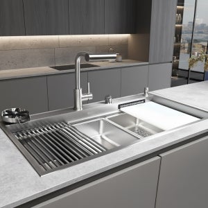 프로맘 멀티 싱크볼 레인도트 EM860 엠보 나노 코팅 사각 스테인레스 씽크볼 교체