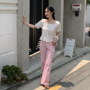 [제작] 레피 뒷밴딩 와이드 코튼 팬츠 75893 빅사이즈 여성의류