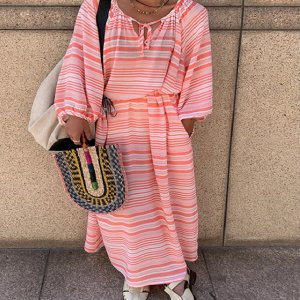 수입 여성의류 하객룩 명품스타일 30대여성 스트라이프 루즈핏 원피스