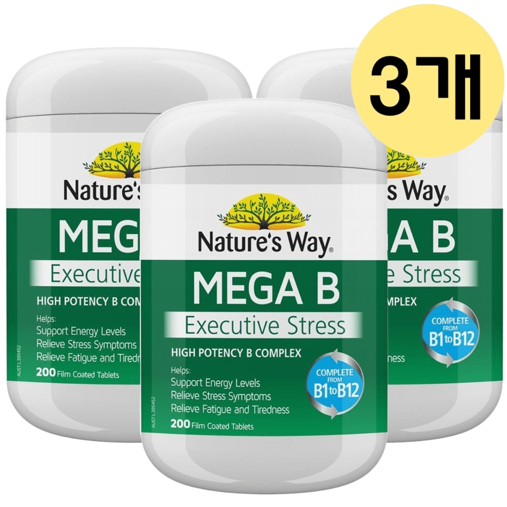 호주 Natures Way 메가 B 200 타블렛 3통
