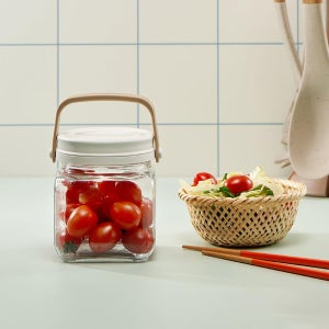 르베르폴리세 브라운핸들 캐니스터 유리 밀폐용기 과일청 유리병 원두 보관용기 800ml