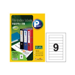 프린텍 전산라벨V3190-100매 9L 화일인덱스 150x28mm 파일 권