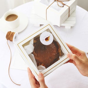 화이트 골드 라인 정사각 다용도 선물 상자 디저트 머핀 꽃 케이스 A타입