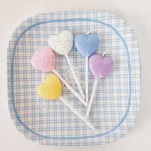 모모파티 반짝반짝 파스텔 하트초 (5개입) 특이한 생일초 파티초 케이크초