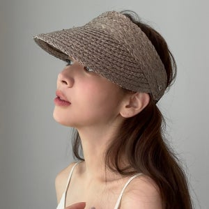 라피아 미니 밀짚 선캡 국산 여름 여자 모자