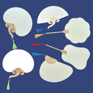 맘아트 고급 대나무 종이 부채 만들기 무지부채 구름A 둥근형