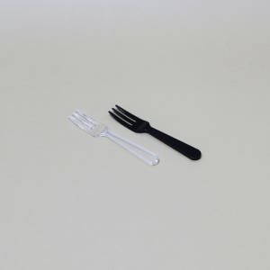 TY- 세발미니포크 (9.5cm) 10000개 1매씩개별포장 블랙 투명