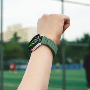 갤럭시워치 7 6 5 4 마그네틱 스트랩 카키 시계줄 방수 자석 밴드