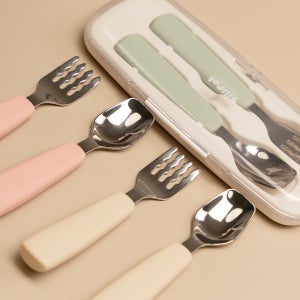 [N단독] 실리팟 프리미엄 스테인레스 스푼 포크 키즈 도시락 휴대용 세트 국내생산