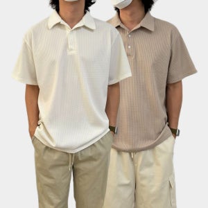 남자 반팔 카라티 와플 쿨링 빅사이즈 PK 니트 티셔츠