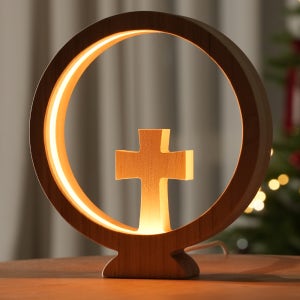 까사미코 원목 LED 십자가 무드등 교회 선물 기도 수면등