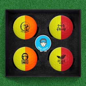 반반공 골프공 선물 세트 인쇄 각인 홀인원 기념 스릭슨 Q스타 디바이드 오렌지 4구 1마커