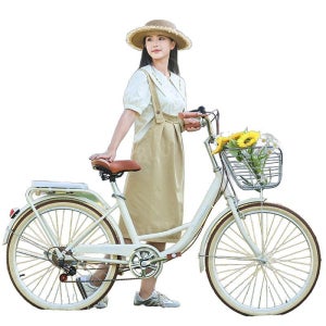 바구니자전거 여성용 출퇴근 클래식 알루미늄 복고풍 아줌마 장바구니