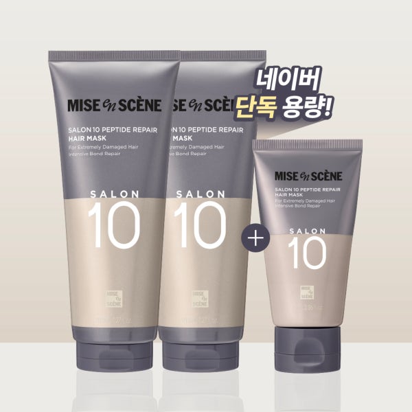 아모레퍼시픽몰 헤어바디 미쟝센 살롱10 펩타이드 리페어 단백질 미용실 헤어 마스크 (트리트먼트) 215ml 2입+70ml