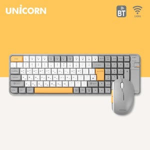 유니콘 블루투스 무선 키보드 마우스세트 저소음 충전식 2.4G+BT BK-1000SB