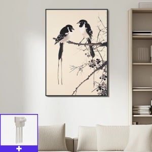 까치 두마리 A1 59.4X84.1cm 무광블랙 알루미늄액자 그림