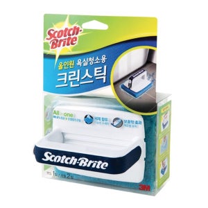 3M 스카치브라이트 올인원 욕실청소용 크린스틱 핸들세트+ 리필 3개