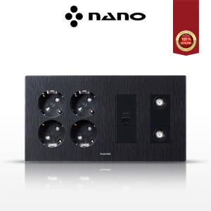 나노 아트2 올블랙 복합 콘센트 통합수구 4개용 / 콘센트 4구, 8P, CATV 2구