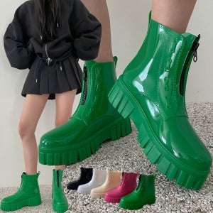 워커 레인부츠 지퍼 고무장화 숏부츠 5cm (앞굽3cm)