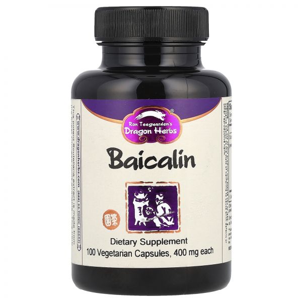 <b>Dragon</b> Herbs <b>드래곤 허브</b> Baicalin 1200 mg 100 Vegetarian Capsules 400 Per Capsule