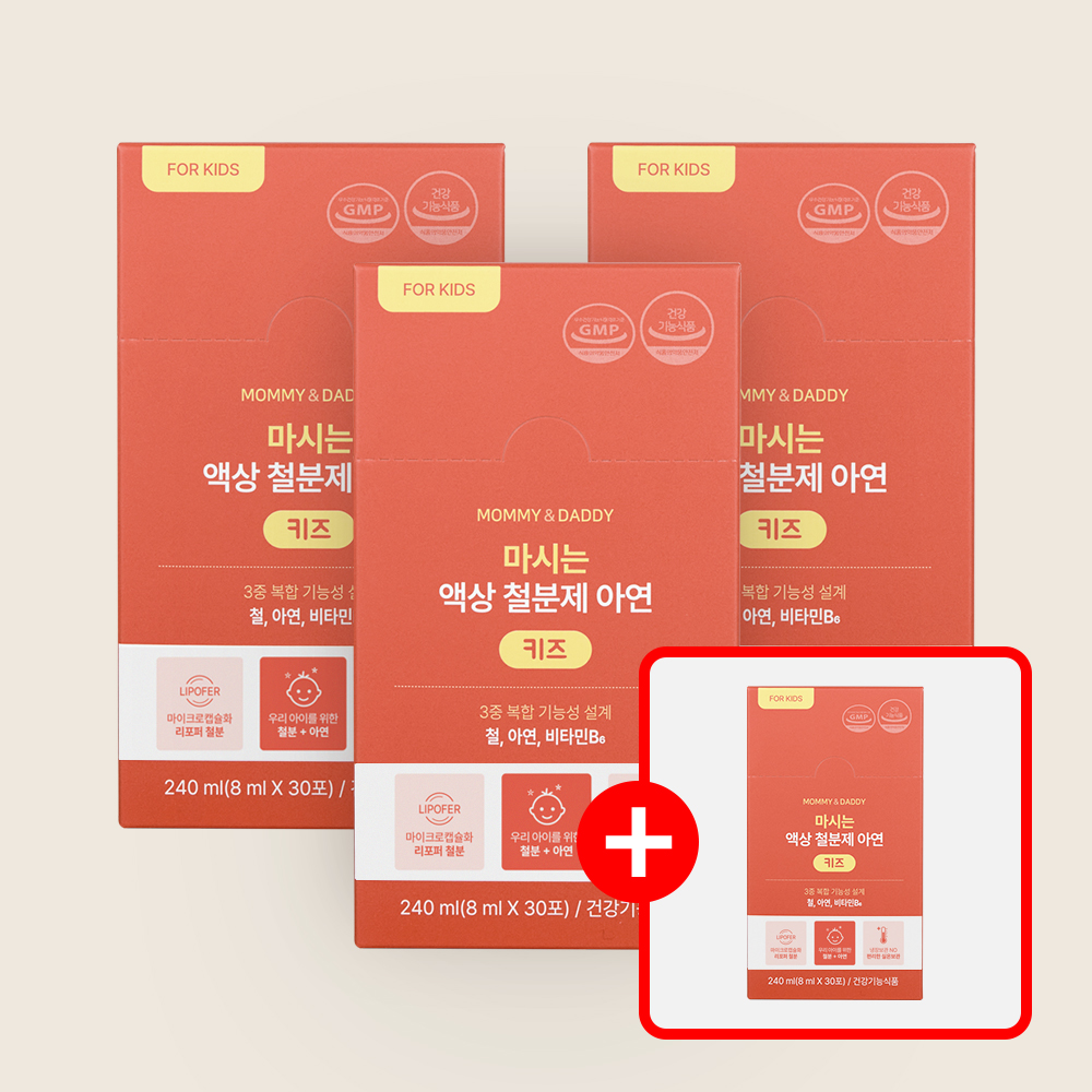 [3+1] 어린이 철분제 아기 유아 액상 철분 영양제 30포, 4개