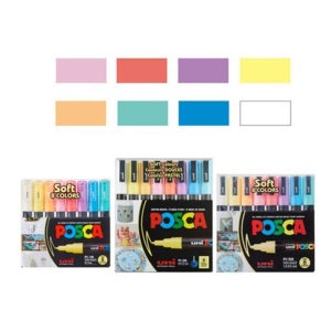 미쯔비시 포스카 마카 소프트 PC1M8C 파스텔 8색 세트 다용도 데코 아크릴 보드 마카
