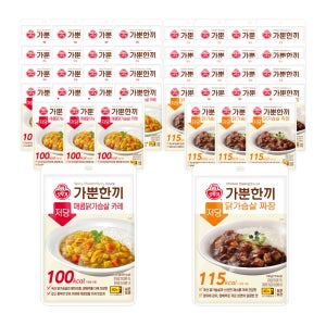 오뚜기 가뿐한끼 저당매콤닭가슴살카레 20개+저당닭가슴살짜장 20개