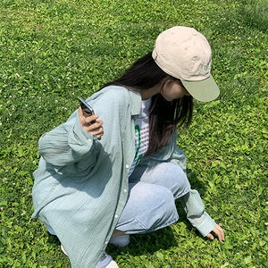 [UNISEX] 그리너 썸머 린넨 체크 오버핏 셔츠 - 4color