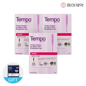 템포 오리지널 순면 탐폰 슈퍼 20p X 3팩 + 입오버 3p