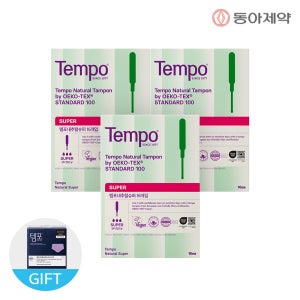 템포 내추럴 유기농 순면 탐폰 슈퍼 16p X 3팩 + 입오버 3p