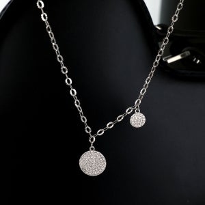 카카모리 순은목걸이 925실버 큐빅 트윈써클 은체인목걸이