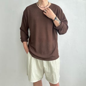 남자 여름 니트 브이넥 그물 망사 니트 자외선차단 루즈핏 긴팔 휴가룩 바캉스룩