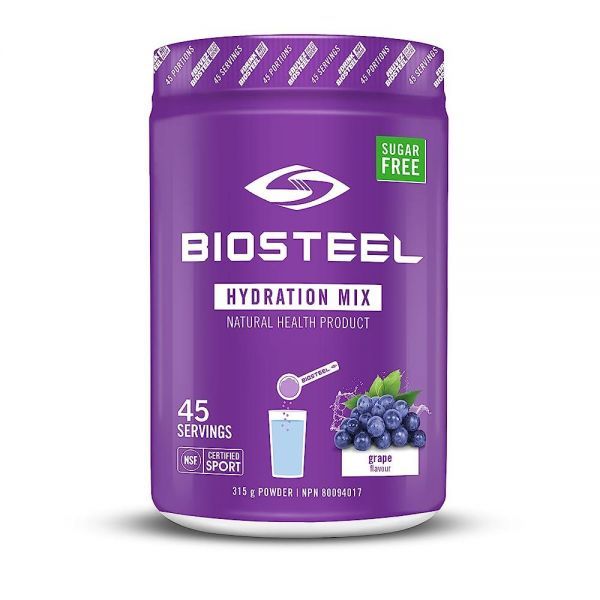 BioSteel 하이드레이션 믹스 - 무설탕 필수 전해질 스포츠 드링크 파우더 포도 45회 분량