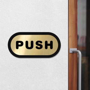 01 PUSH 미세요 골드톡 도어사인 금빛 헤어라인 미니 팻말 100x50