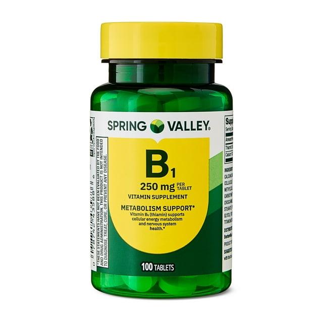 <b>스프링밸리 비타민B1</b> 250mg 메타볼리즘 서포트 100정 Spring Valley Vitamin B1