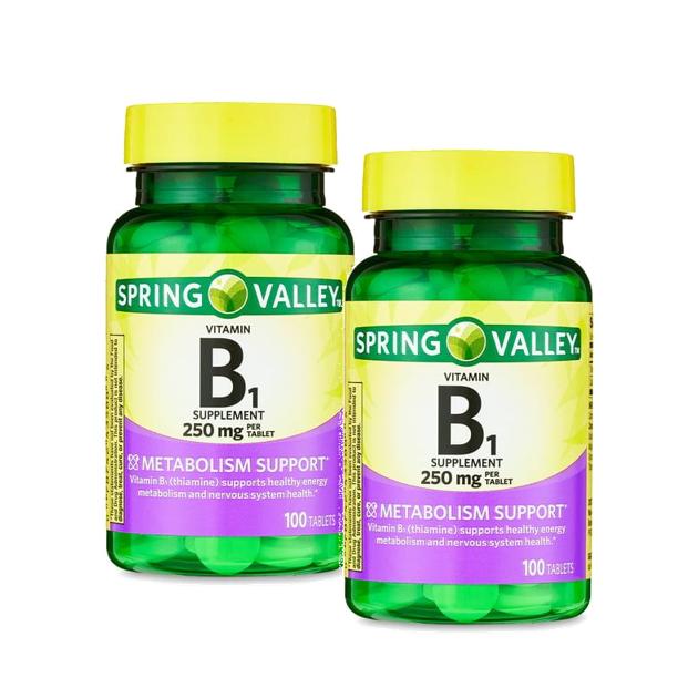 <b>스프링밸리 비타민B1</b> 250mg 메타볼리즘 서포트 100정 2개 Spring Valley Vitamin B1