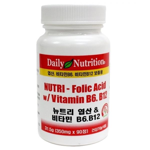 뉴트리 <b>엽산</b> 비타민B6 비타민B12 (350mg90정)